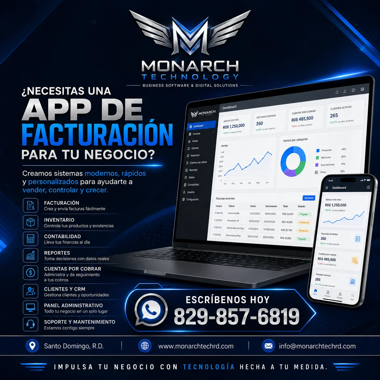 Promoción de aplicación de facturación Monarch Technology